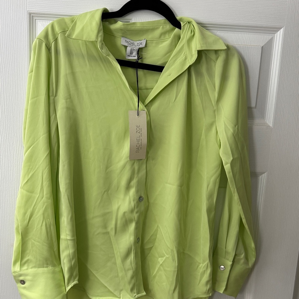 Rachel Zoe Vibrant Green Collared Shirt